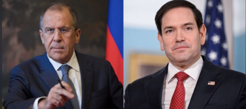 De Russische minister van Buitenlandse Zaken Sergey Lavrov en minister van Buitenlandse Zaken Marco Rubio