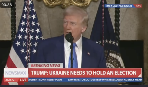 Trump reageert op de media die huilen over verkiezingen in Oekraïne.
